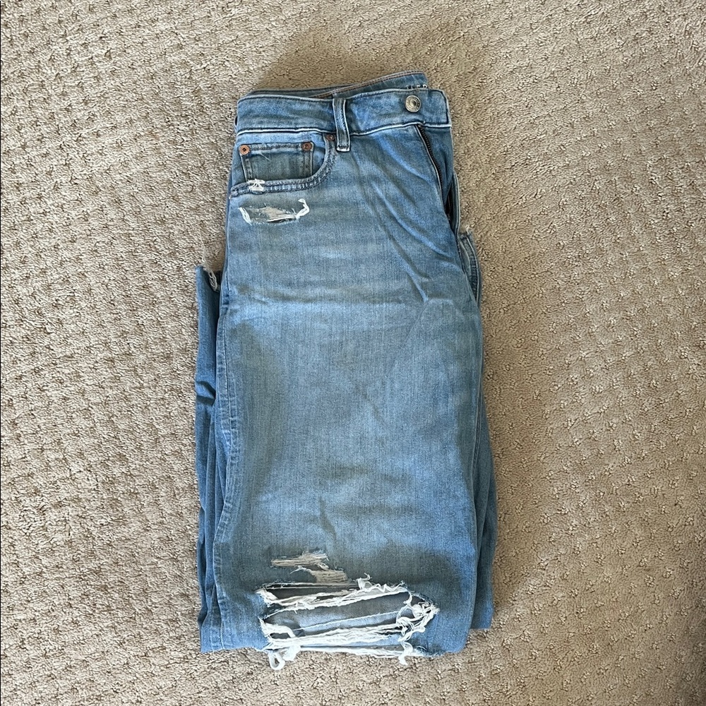 American Eagle Outfitters Light Blue Distressed Flare Jeans